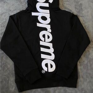 Supreme Black Pullover with White Tag Logo